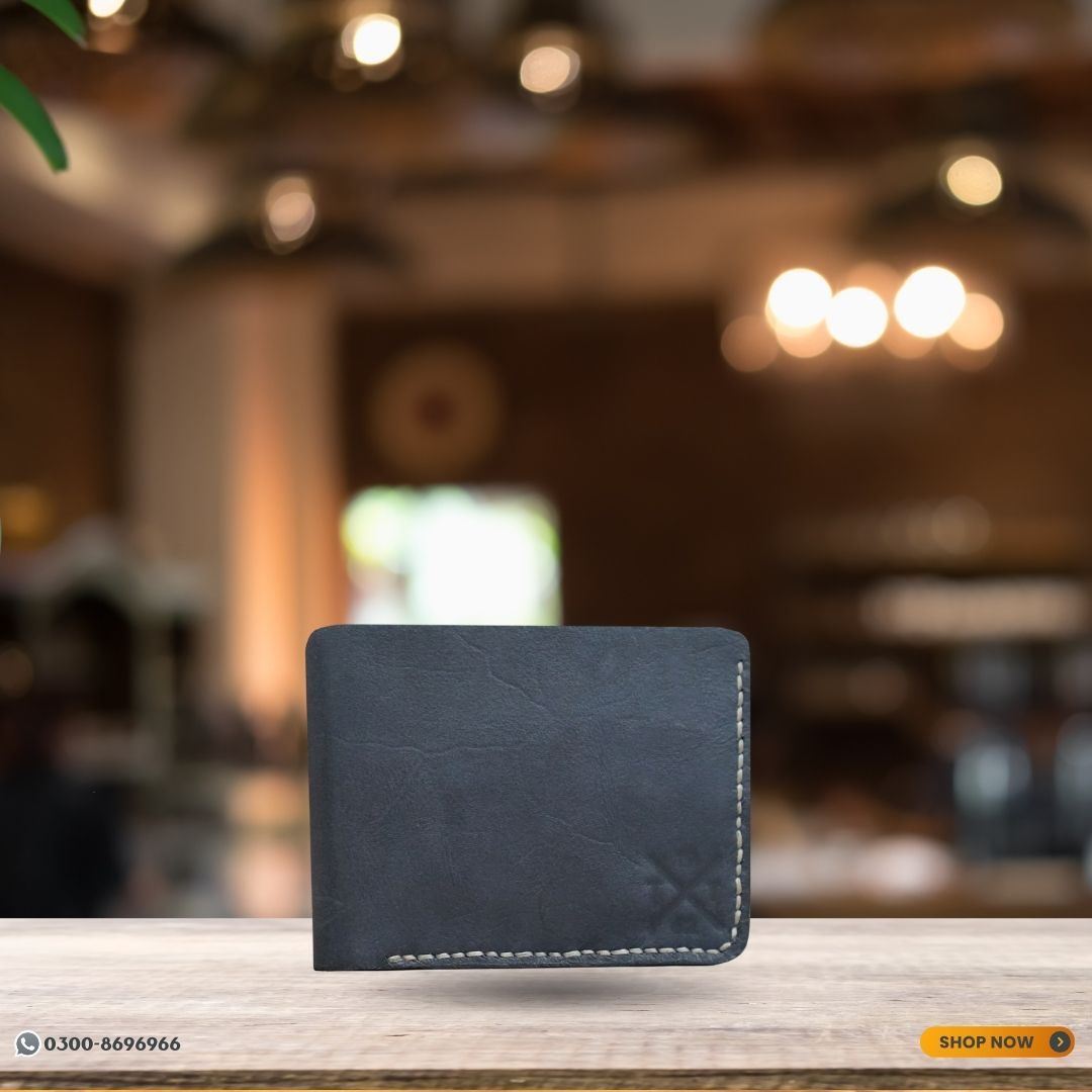 Slim Leather Wallet (Navy Blue)