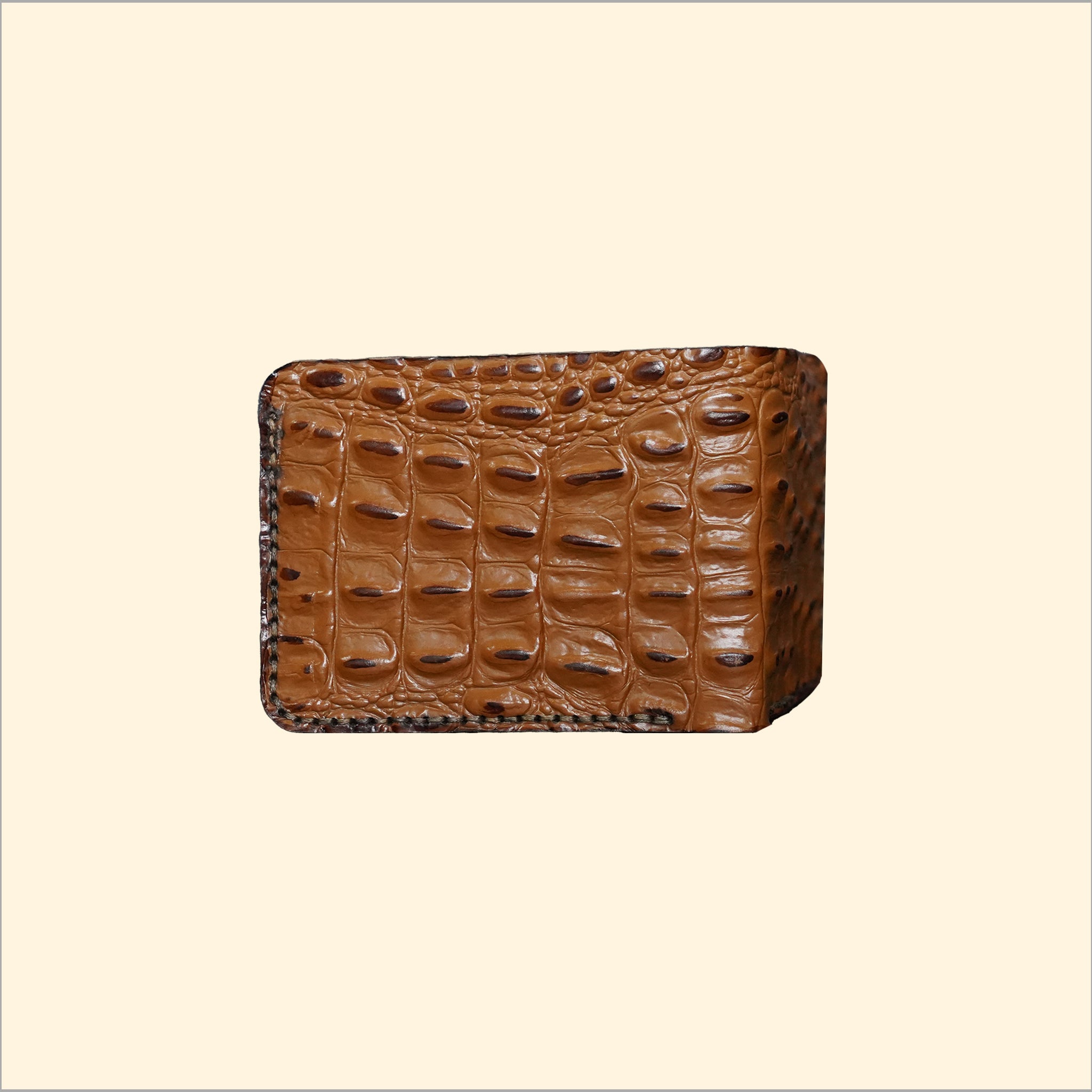 Ostrich-Pattern Bi-Fold Wallet (Tan)