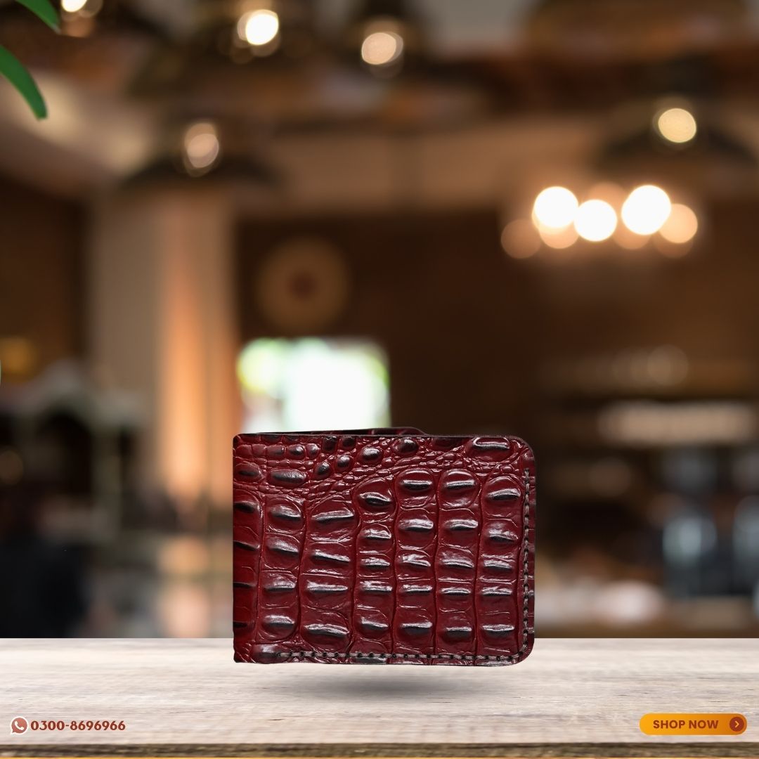Ostrich-Pattern Bi-Fold Wallet (Dual Tone)