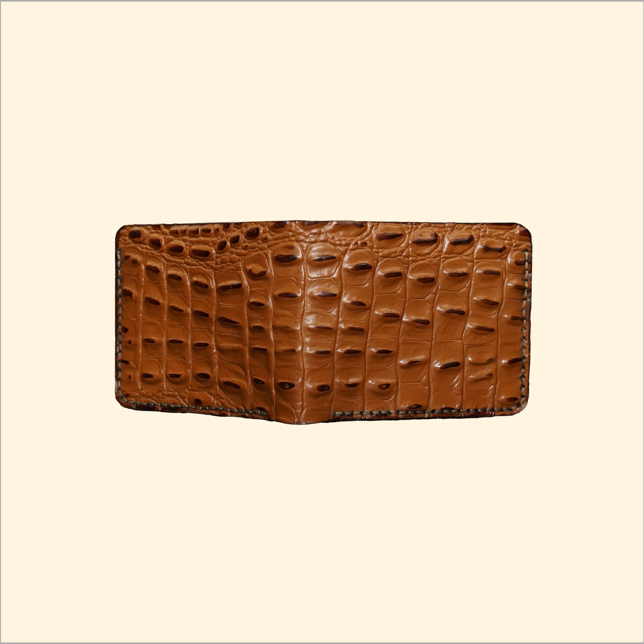 Ostrich-Pattern Bi-Fold Wallet (Tan)