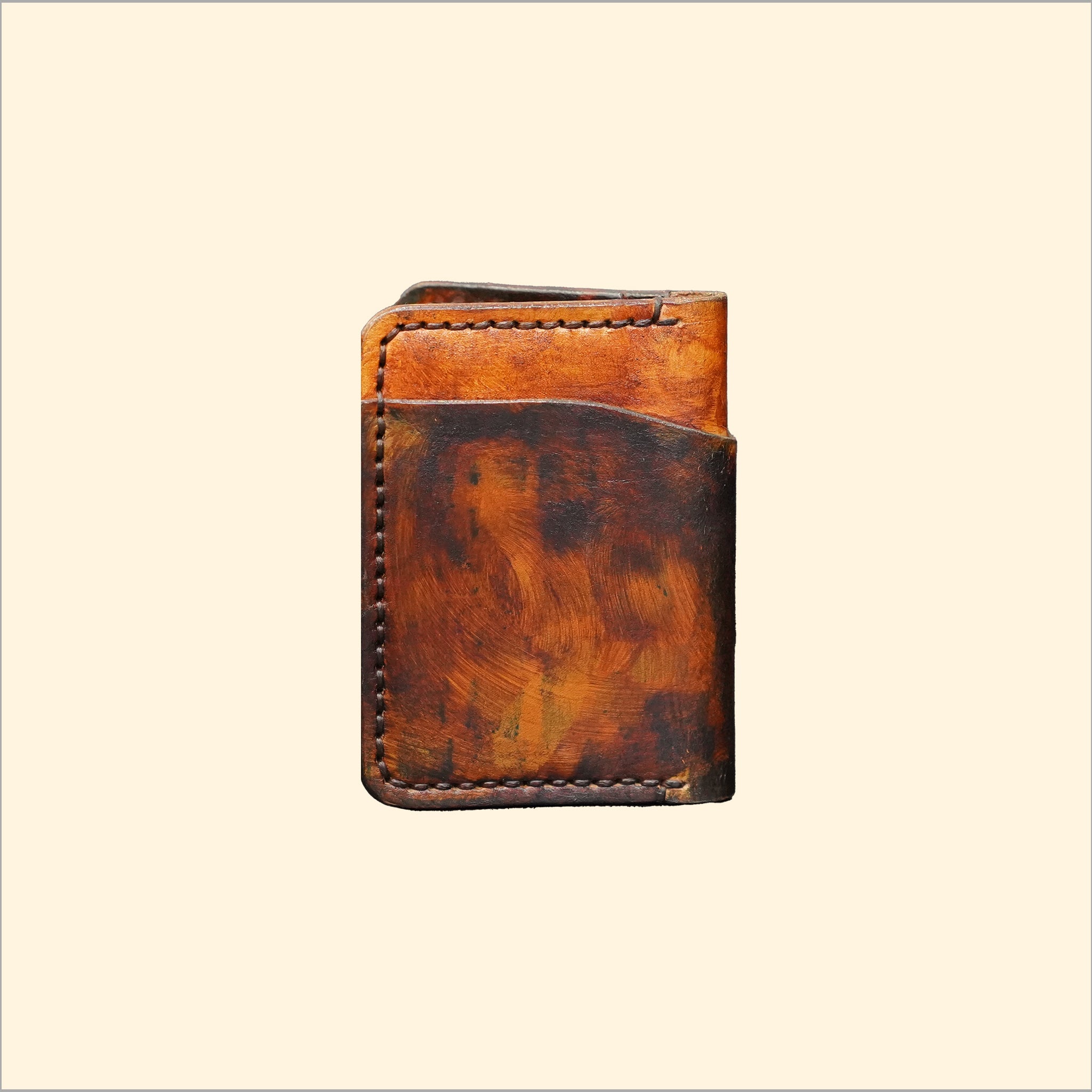 Premium Hand-Stitched Leather Card Holder (Multi Tone)
