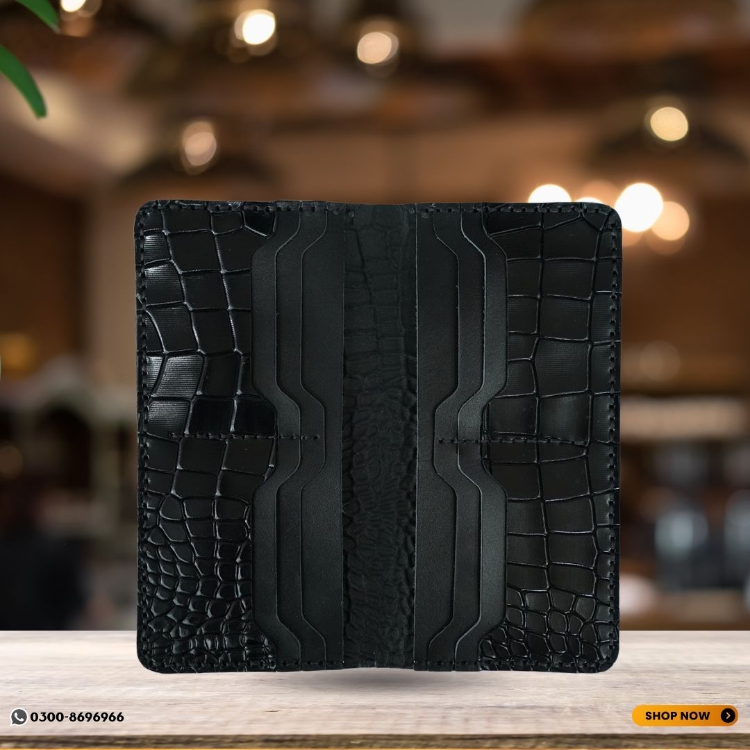 Executive Croco Style Long Wallet (Black)
