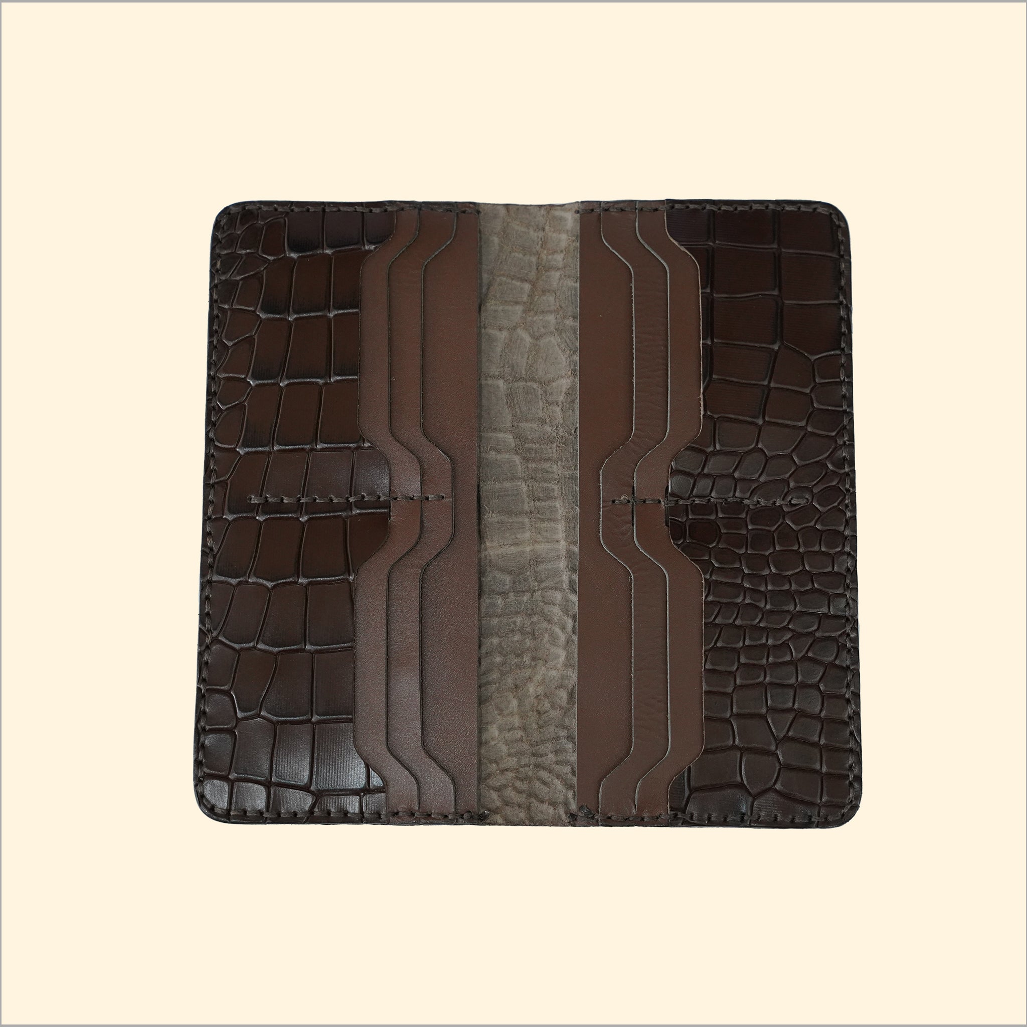 Executive Croco Style Long Wallet (Brown)