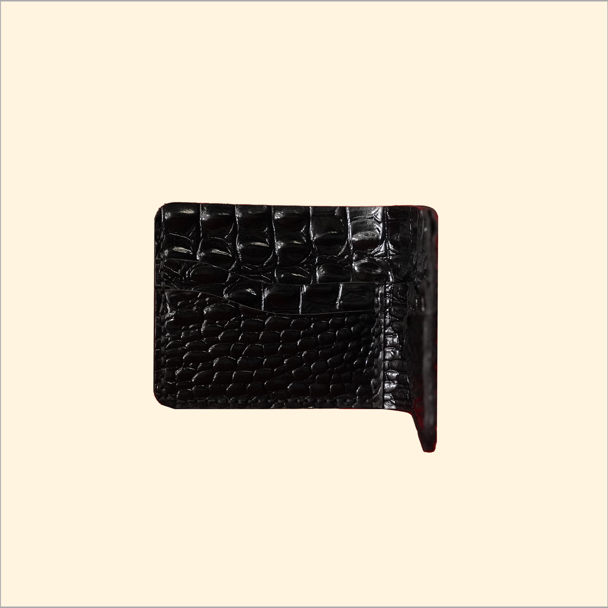 Ostrich-Pattern Bi-Fold Wallet (Black)