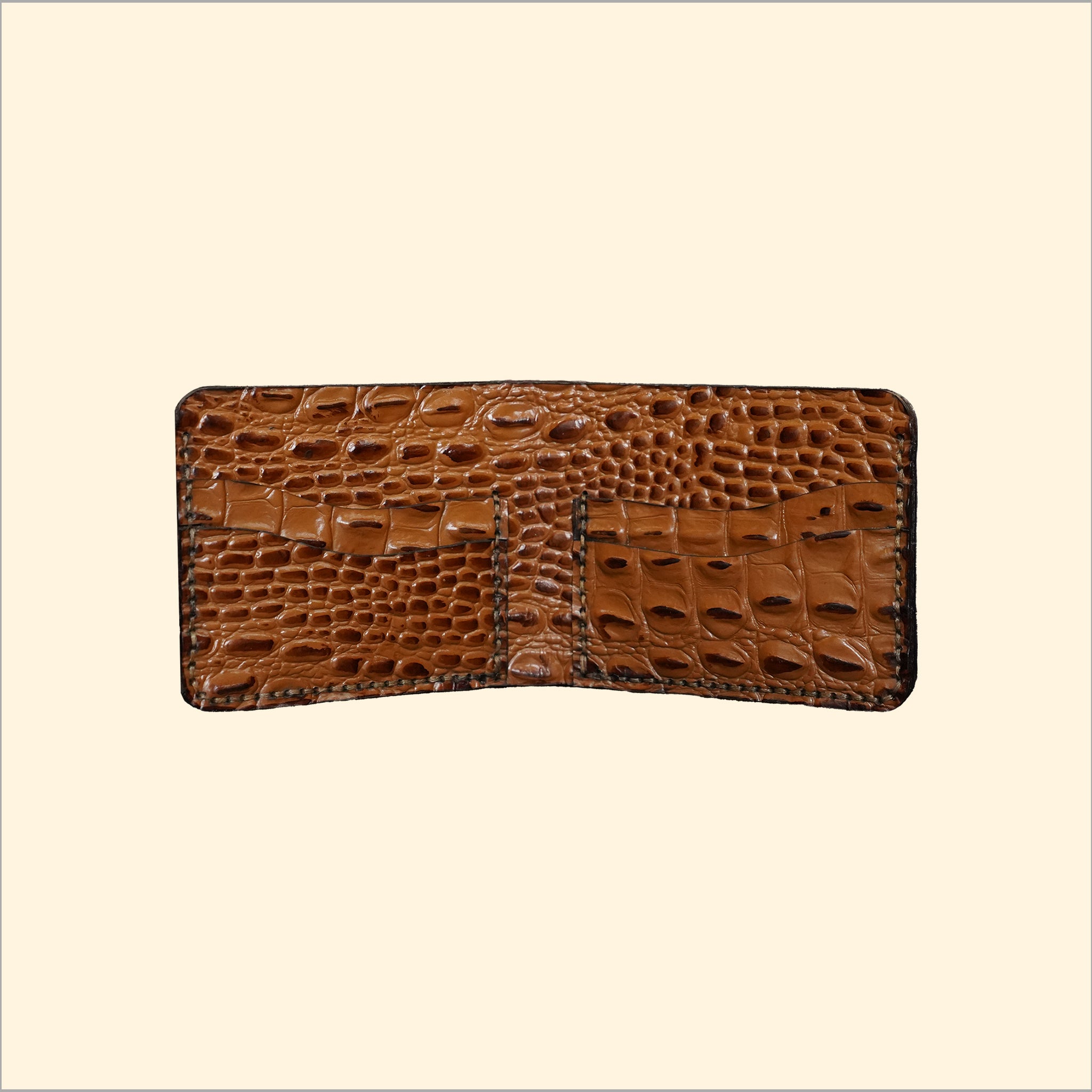 Ostrich-Pattern Bi-Fold Wallet (Tan)