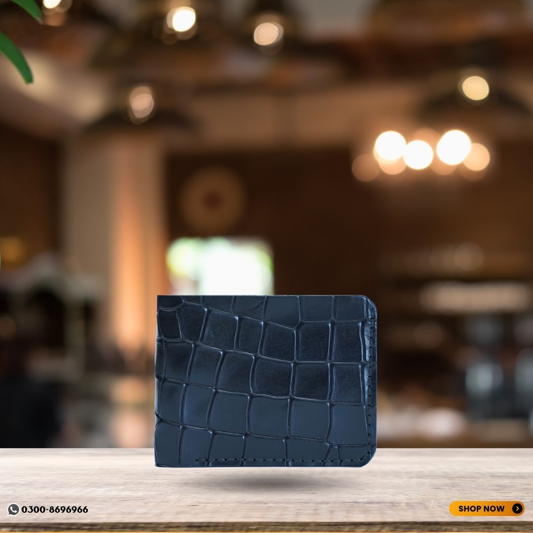 Premium Leather Wallet (Croco Style) (Black)