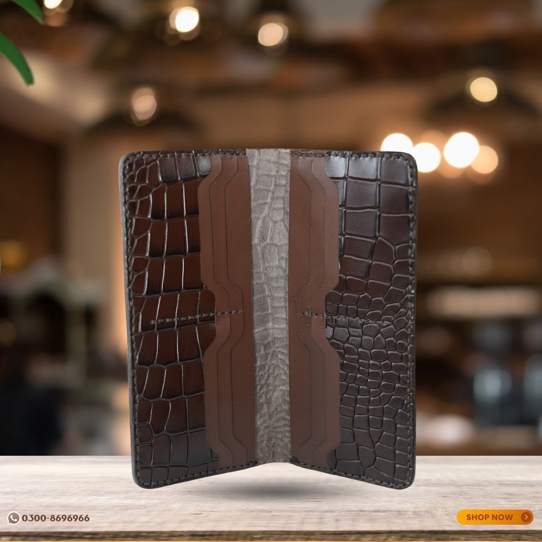 Executive Croco Style Long Wallet (Brown)