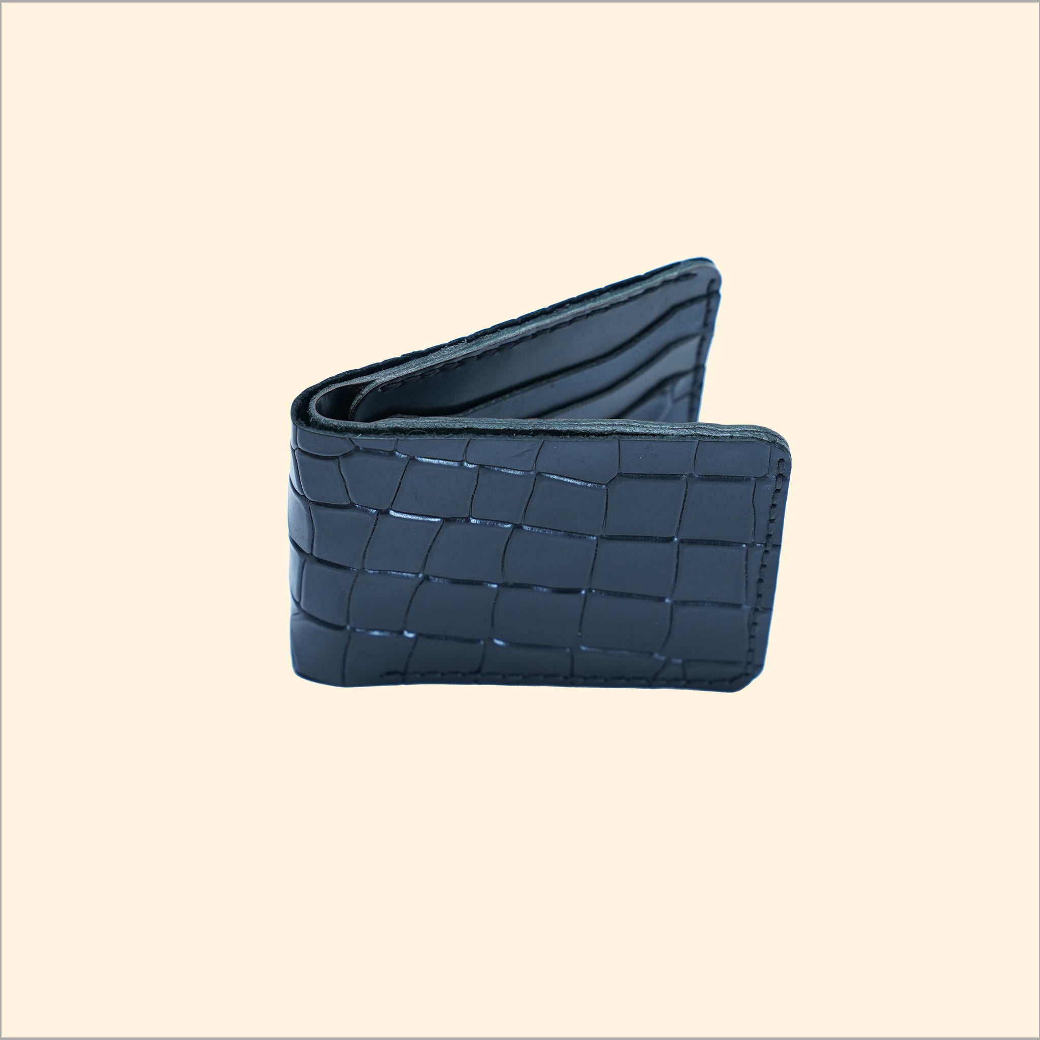 Premium Leather Wallet (Croco Style) (Black)