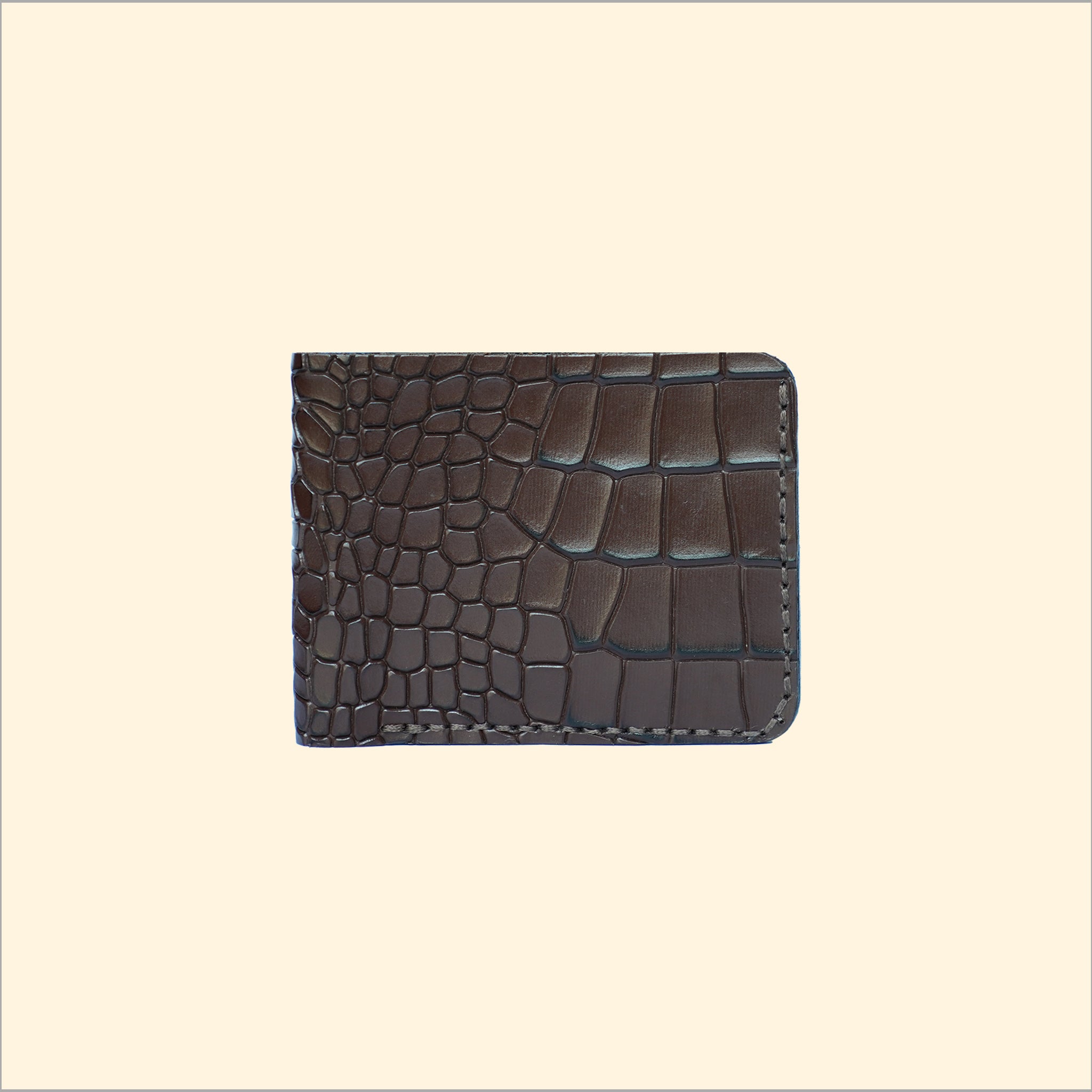 Premium Leather Wallet (Croco Style) (Brown)