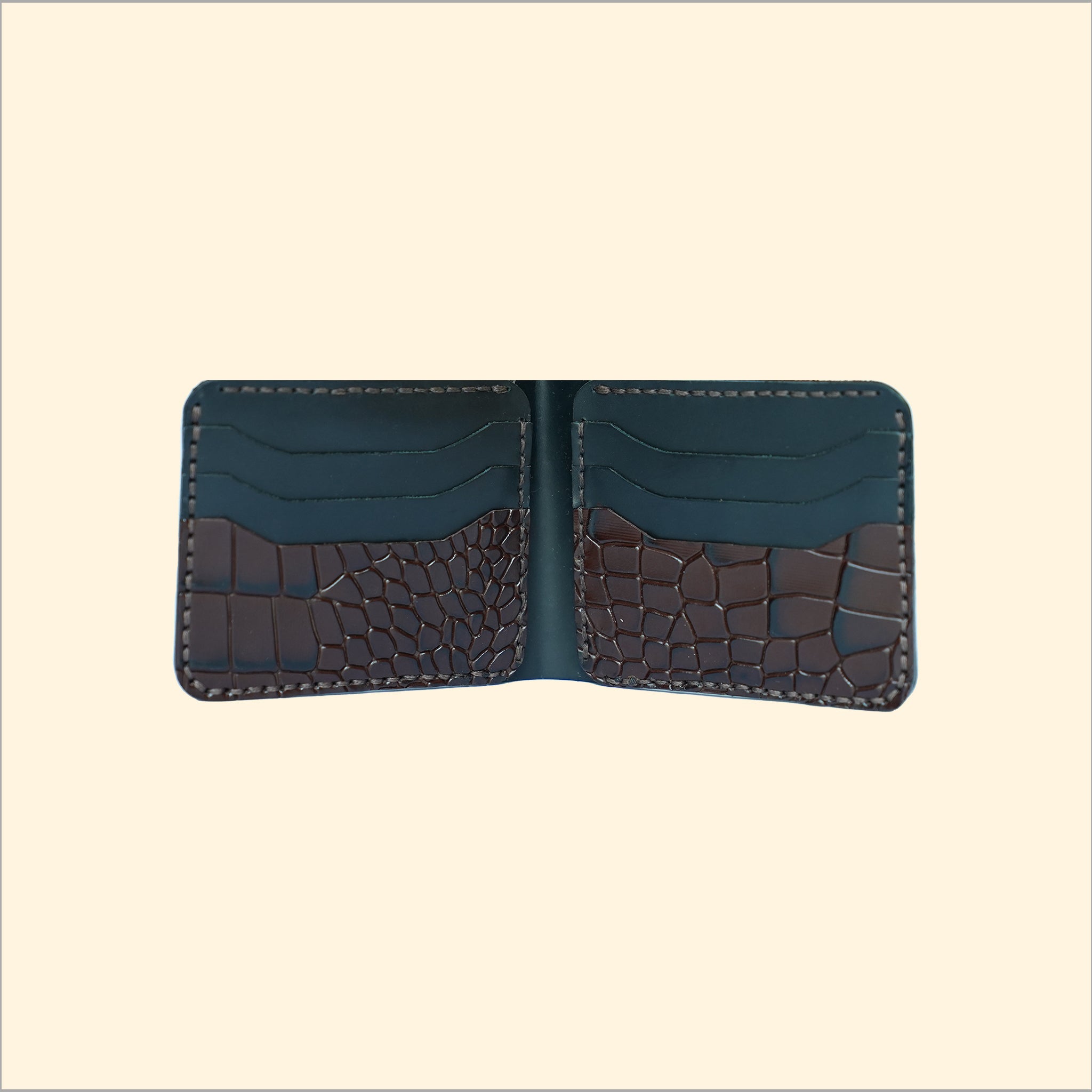 Premium Leather Wallet (Croco Style) (Brown)