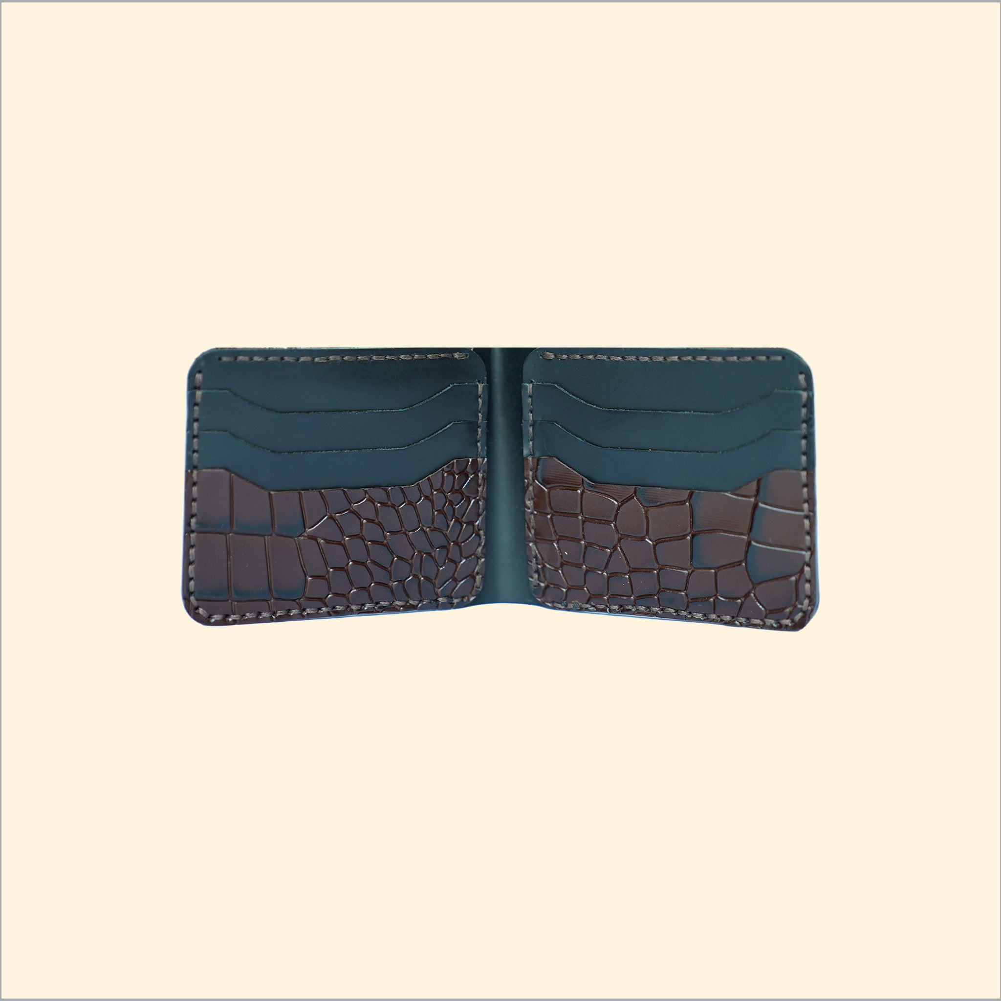 Premium Leather Wallet (Croco Style) (Brown)
