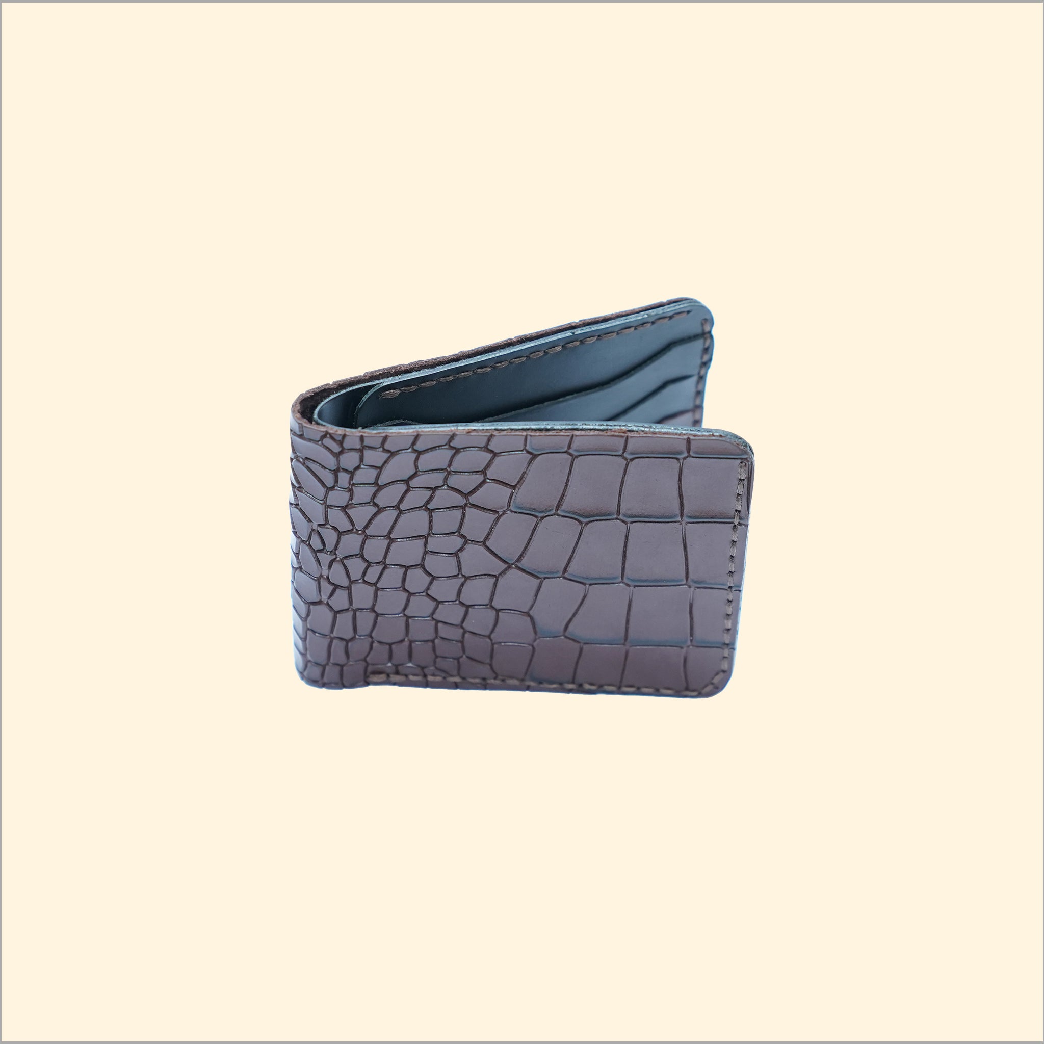 Premium Leather Wallet (Croco Style) (Brown)