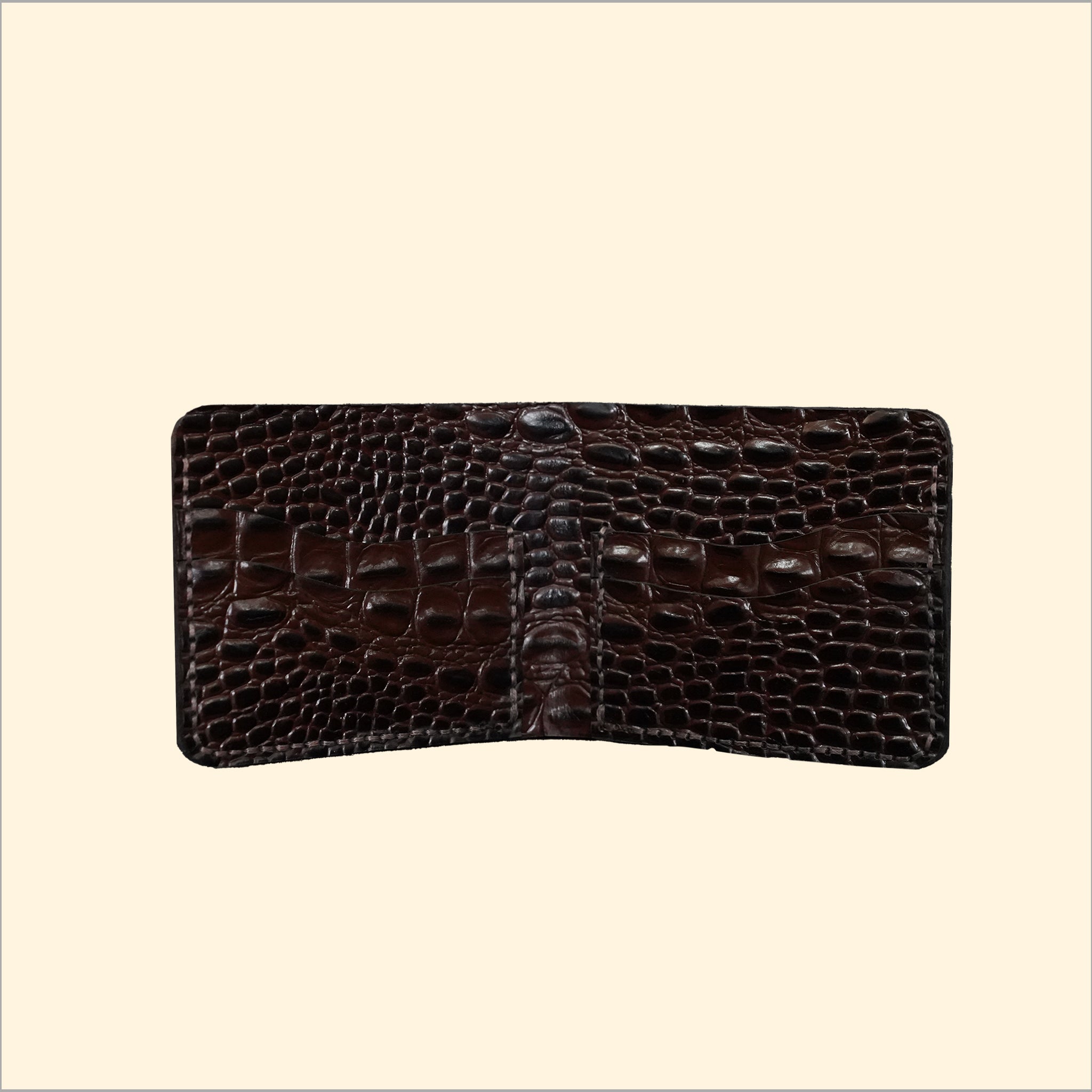 Ostrich-Pattern Bi-Fold Wallet (Brown)