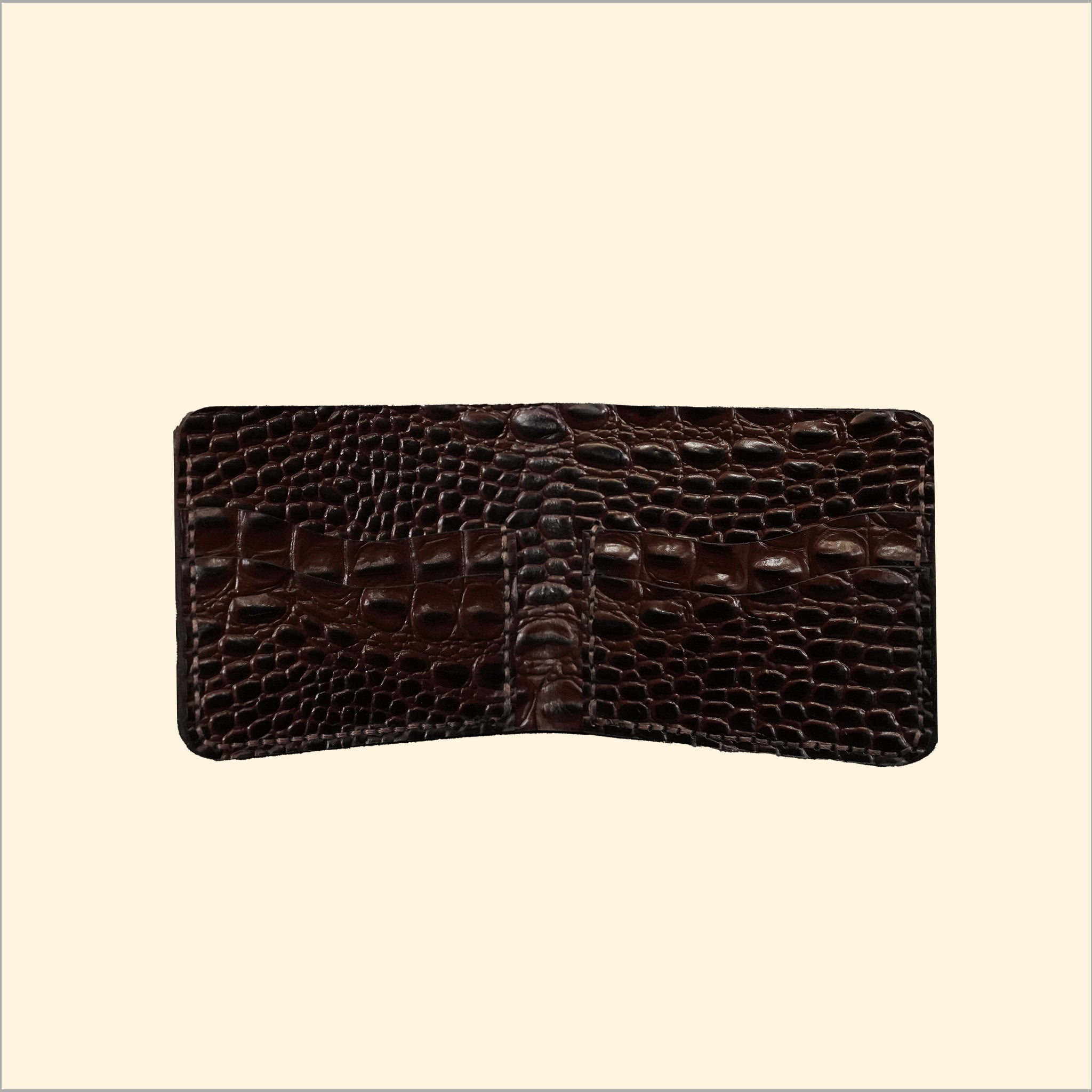 Ostrich-Pattern Bi-Fold Wallet (Brown)