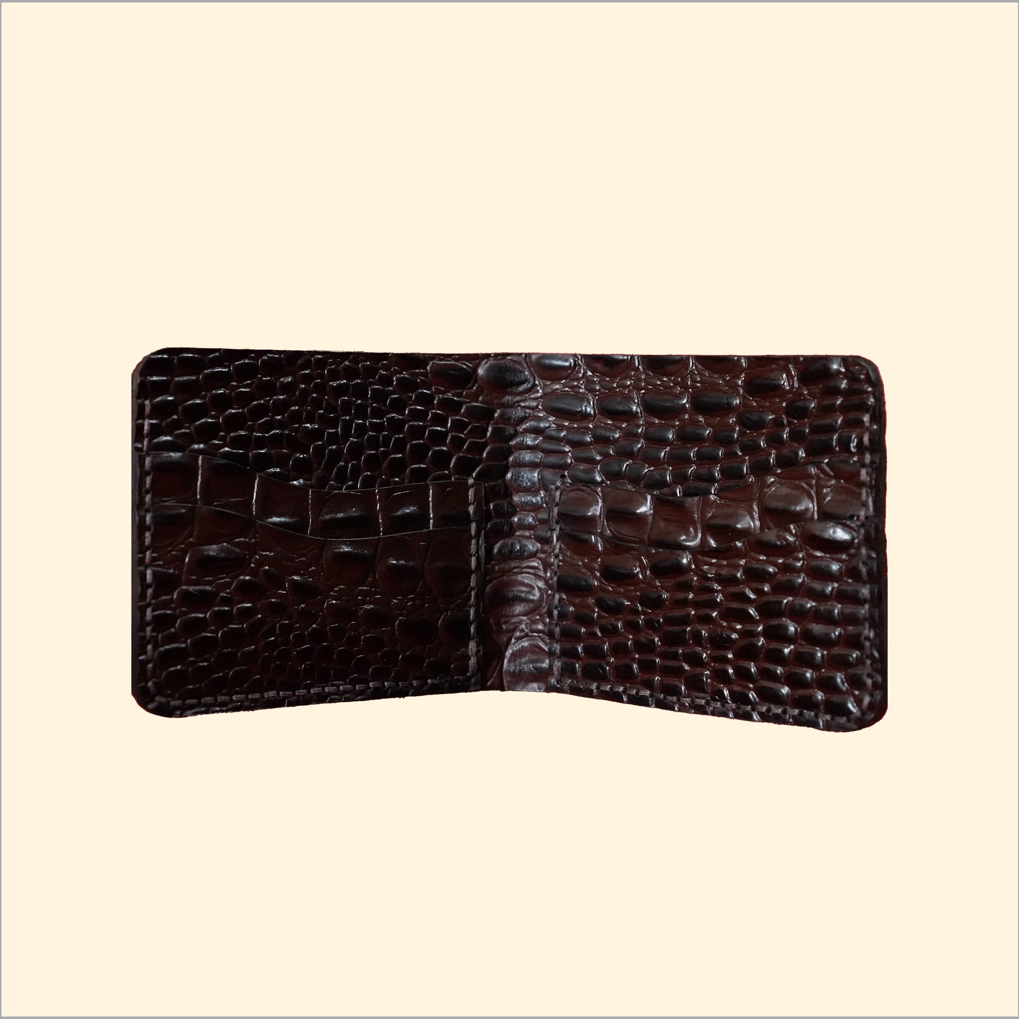 Ostrich-Pattern Bi-Fold Wallet (Brown)
