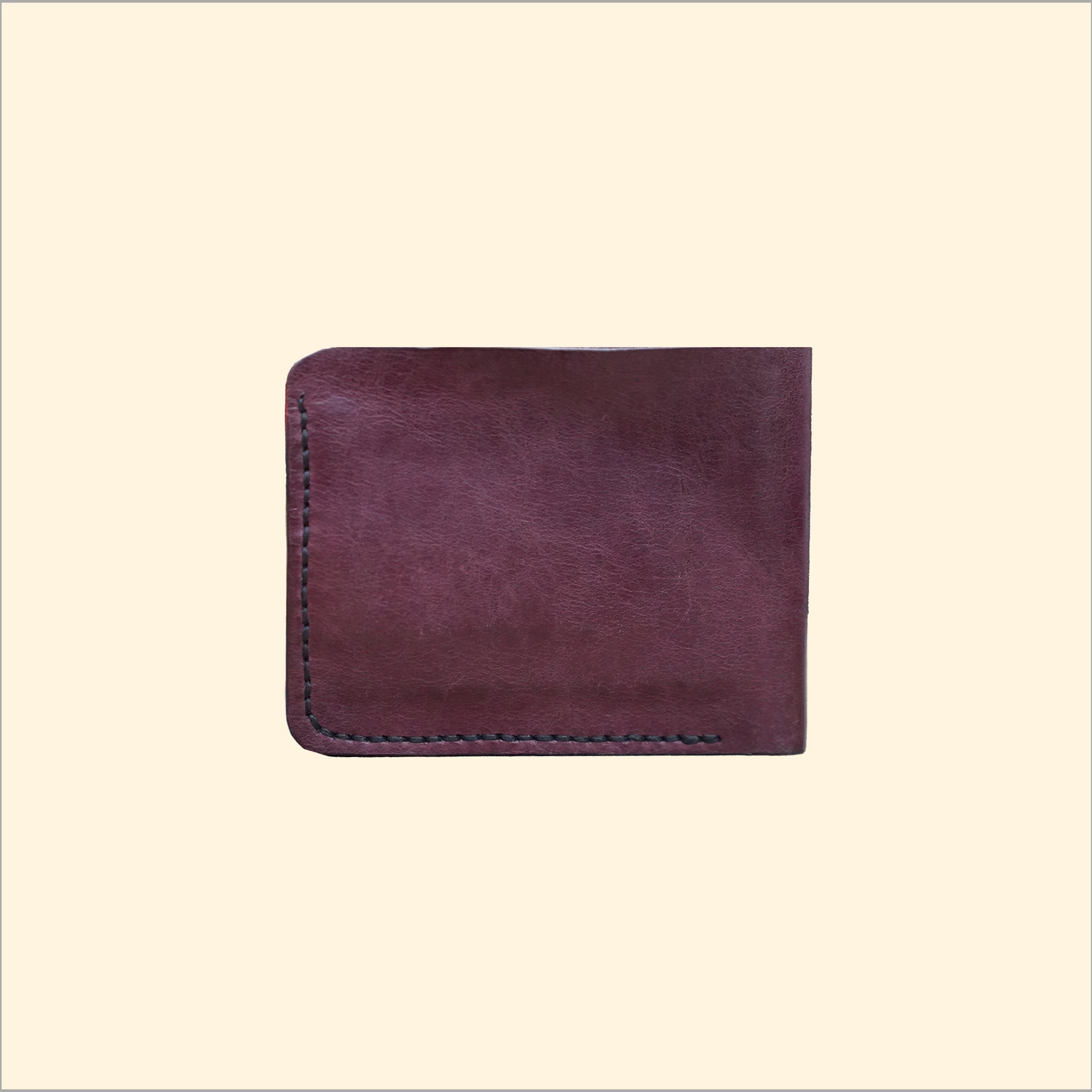 Slim Hand-Stitched Leather Wallet (Maroon )